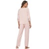 cheibear Womens Satin Sleepwear Lounge with Pants Nightwear 3/4 Sleeves Pajama Set - 4 of 4