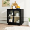 Modern Storage Cabinet with Acrylic Door, Adjustable Shelves, Gold Handles, Non-Slip Feet for Living Room, Dining Room - 2 of 4