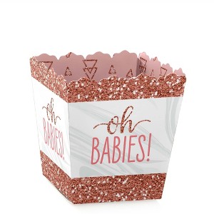 Big Dot of Happiness It's Twin Girls - Party Mini Favor Boxes - Pink and Rose Gold Twins Baby Shower Treat Candy Boxes - Set of 12 - 1 of 4