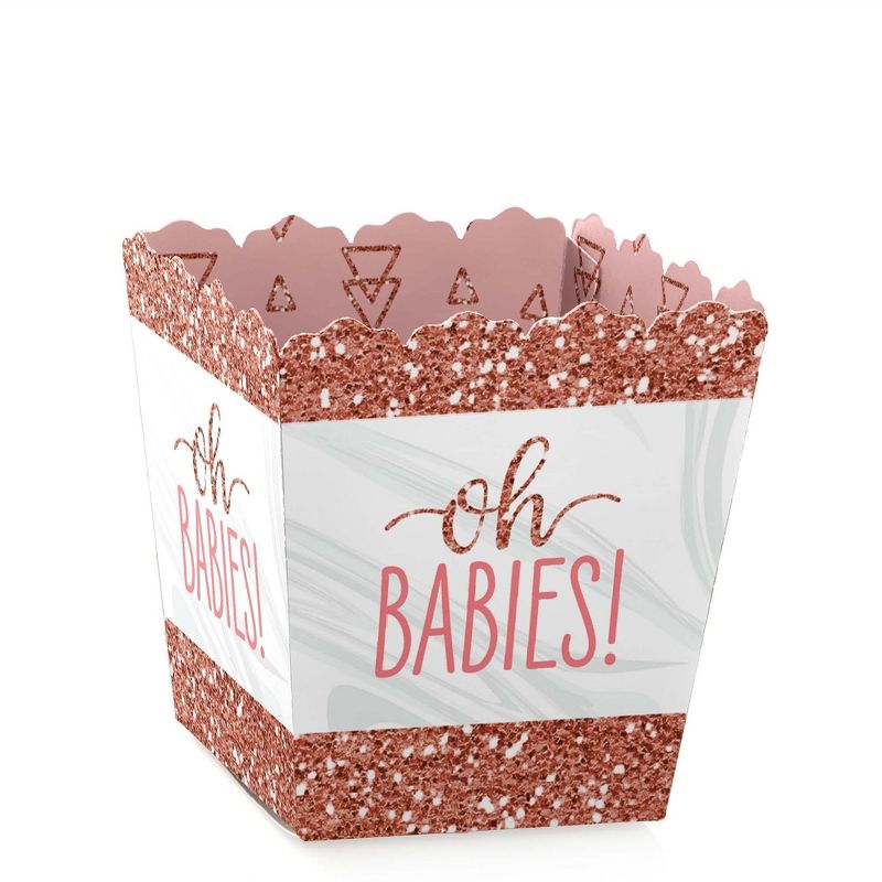 Big Dot of Happiness It's Twin Girls - Party Mini Favor Boxes - Pink and Rose Gold Twins Baby Shower Treat Candy Boxes - Set of 12, 1 of 6