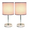 11.81" Traditional Petite Metal Stick Bedside Table Desk Lamp in Chrome with Fabric Shade - Creekwood Home - 4 of 4