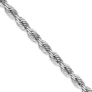 Black Bow Jewelry 5.5mm, 14k White Gold, Diamond Cut Solid Rope Chain Necklace - 1 of 4