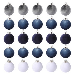 Orieon 25PCS Sparkling Velvet Christmas Ornaments, 2.36 Inch Shatterproof Ball Decorations for Xmas Tree, Holiday Party & Home Decor, Blue - 1 of 4