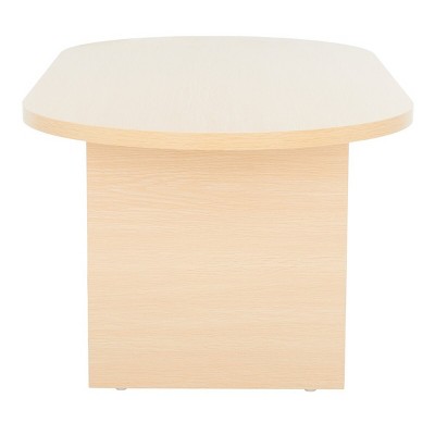 Natural Wood Oval Coffee Table with Minimalist Metal Legs