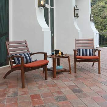 Westlake 3pc Wood Patio Chat Set with Cushion - Red Brick - Cambridge Casual