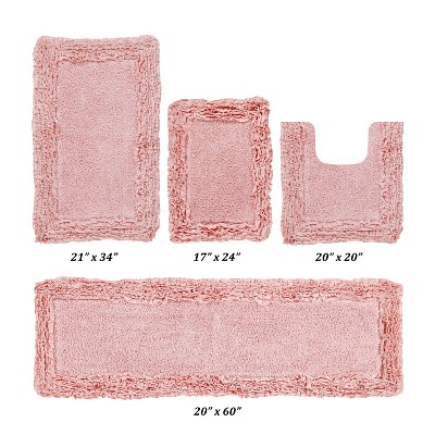 Shaggy Border Collection 4-Piece Bath Rug Set 100% Cotton Tufted Weave Ruffle Border Pattern Bathroom Rug for Machine Washable Bathmat
