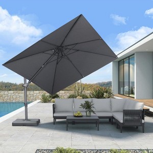 PURPLE LEAF Cantilever Patio Umbrella Outdoor Offset Umbrella with 3 Years Fade Resistance Recycled Fabric With Base - 1 of 1