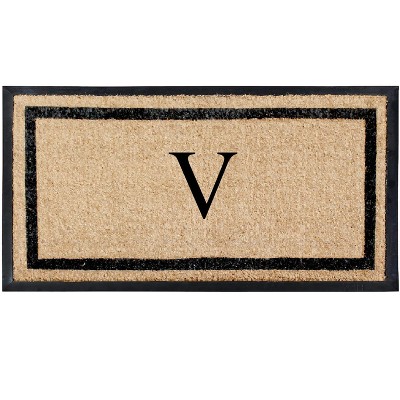 A1HC Natural Coir & Rubber Doormat for Outdoor Indoor Entrance, Long Lasting Easy to Clean Front Door Mat 24x48, Monogrammed