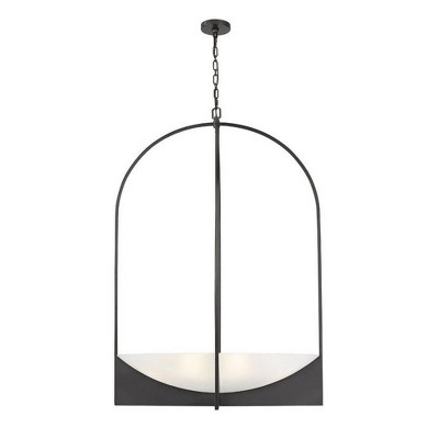 Matte Black Steel 8-Light Cage Chandelier