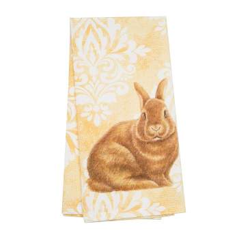 C&F Home Damask Yellow Bunny Cotton Kitchen Towel