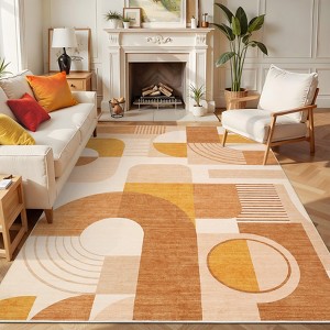 Area Rug Modern Geometric Abstract Rug Bedroom Ultra-Thin Soft Low Pile Large Carpet Living Room Non Slip Dining Room - 1 of 4