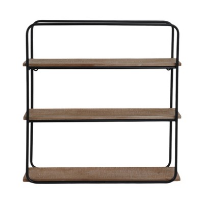 Sagebrook Home Metal Wood Floating Wall Shelves, Storage and Display, Decorative Wall Shelf Organization