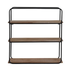 Sagebrook Home Metal Wood Floating Wall Shelves, Storage and Display, Decorative Wall Shelf Organization - 1 of 4