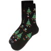 Memoi Women's "Gifted Trees" Holiday Crew Sock Black 9-11 - 3 of 3