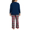 Lands' End Women's Pajama Set Knit Long Sleeve T-Shirt and Flannel Pants - 2 of 3