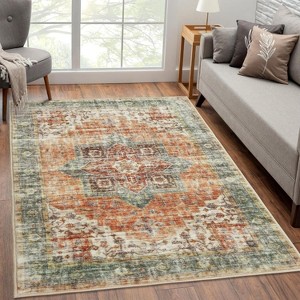 Area Rug Washable Entryway Rug, Distressed Vintage Accent Rug for Bedroom, Living Room, Bathroom - 1 of 4