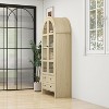 NicBex Natural Tall Arched Kitchen Pantry Cabinet with Storage Drawers & Glass Doors,Versatile Cupboard Buffet Cabinet for Kitchen,Dining Room - 3 of 4