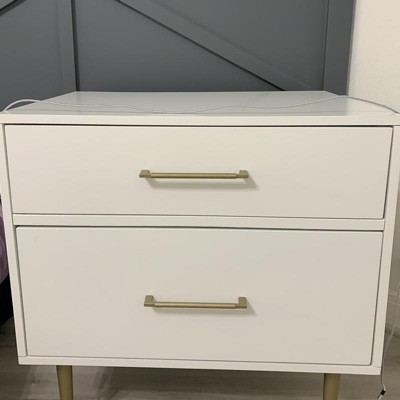 White and gold nightstand 2024 target