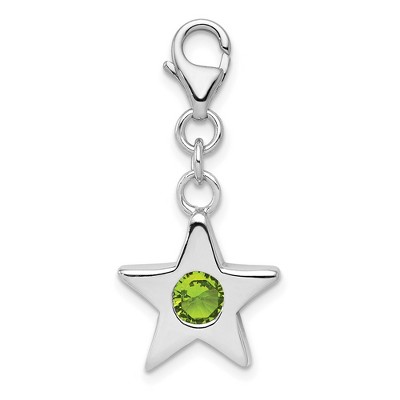 Black Bow Jewelry Sterling Silver August CZ Birthstone 13mm Star Clip-on Charm