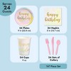 Blue Panda 147-Piece Pastel Tie Dye Party Supplies with Happy Birthday Plates, Napkins, Cups, Tablecloth, Banner, and Cutlery (Serves 24) - image 4 of 4