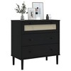 vidaXL Drawer Cabinet SENJA Rattan Look Black 31.5 in.x15.7 in.x31.5 in. Solid Wood Pine - image 3 of 4