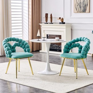 Set of 2 Velvet Dining Chairs with Metal Legs and Tufted Back, Modern Upholstered Accent Chairs for Dining Room or Living Room-Koiai - 1 of 4