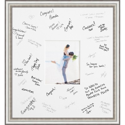 Salon Narrow Signature Mat Picture Frame – Guest Book Alternative for Weddings, Graduations, or Retirement – Autograph Photo Mat for Signature Board