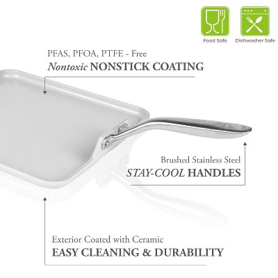 11" Gray Ceramic Nonstick Square Griddle Pan