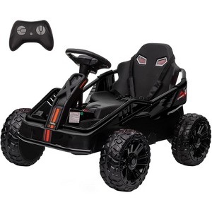 24V Ride-on Toys for Big Kids, Electric Four Wheeler with Parent Remote, Bluetooth Music, Horn, 4 Shock Absorbers, Dual 12v Batteries, Black - 1 of 4