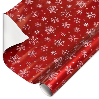 Burgundy and White Snowflake Christmas Wrapping Paper