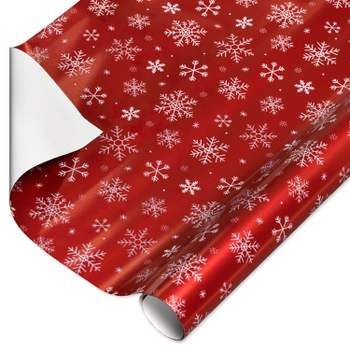JAM PAPER Red Glitter Gift Wrapping Paper Roll - 1 pack of 25 Sq. Ft.