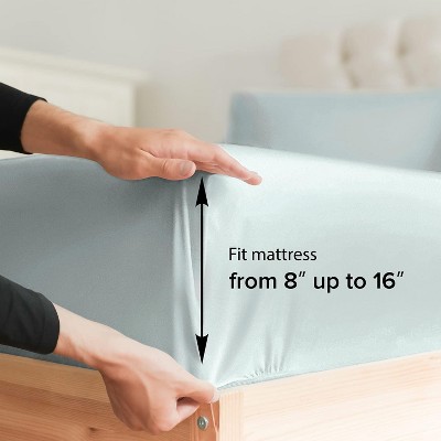 Ice Blue Queen Deep Pocket Microfiber Sheet Set