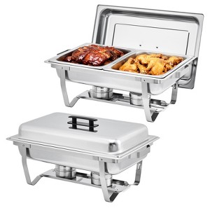 Chafing Dish Buffet Set, 8QT Stainless Steel Chafing Dishes with 2 Half Size Food Pans, Food Servers and Warmers for Parties, Weddings, Banquets - 1 of 4