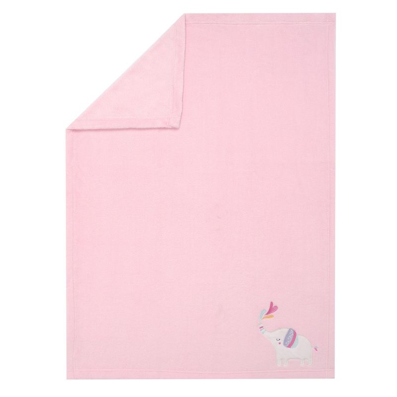 Bedtime Originals Elephant Dreams Appliqued Soft Fleece Baby Blanket - Pink, 2 of 9