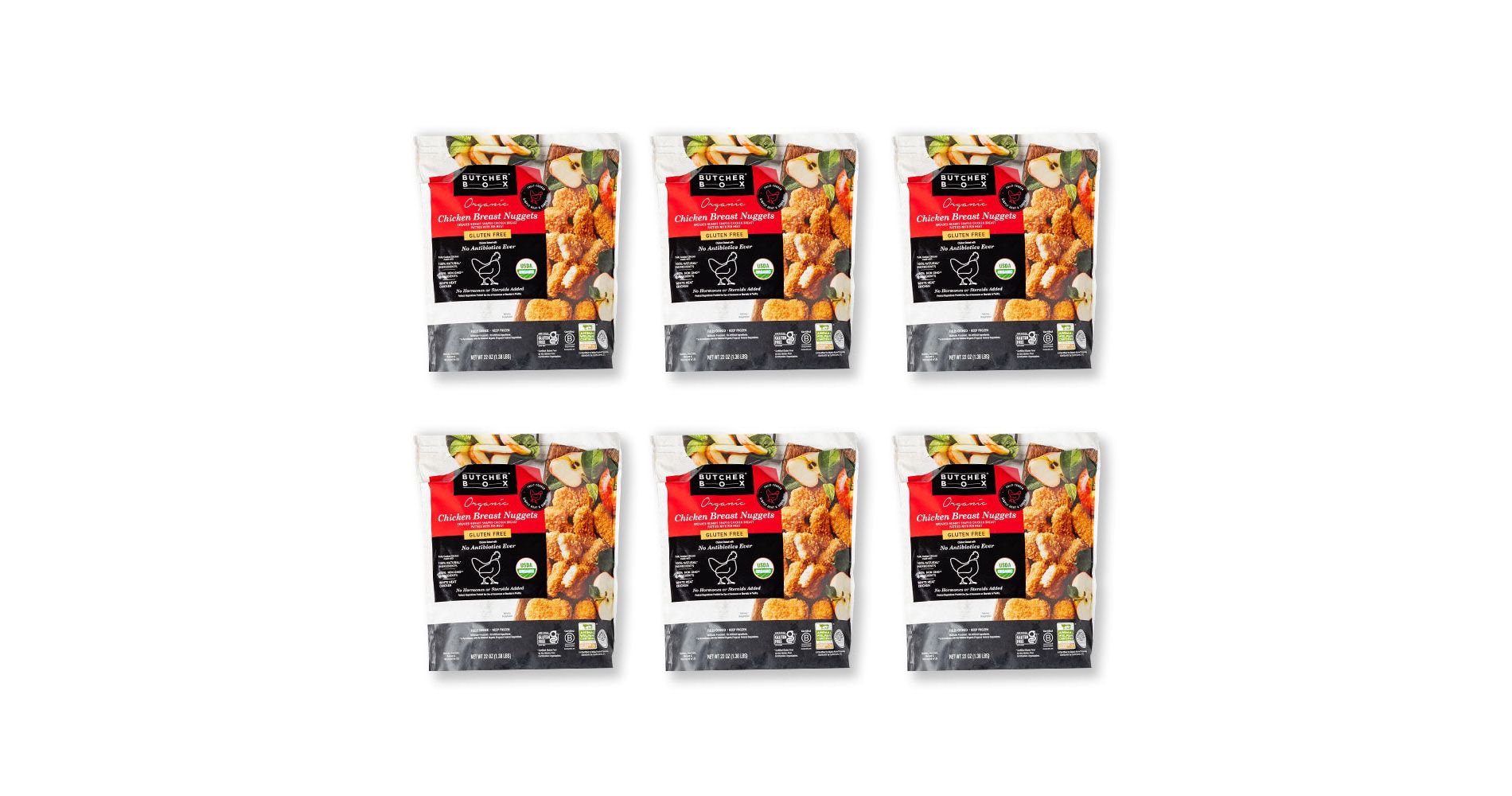 ButcherBox - Gluten Free Organic Chicken Nuggets Bundle (6-packs) - Frozen - 8.25 lbs