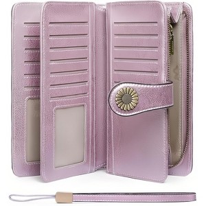 Wikineon Women's Leather Credit Card Holder Wristlet - RFID Blocking Technology for Identity Protection, Large Capacity Design Holds Cards - 1 of 4