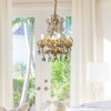 ALOADECOR 4-Lights Antique Gold Candlestick Chandelier 13in. Pendant Light with Crystal Teardrop Beads - 4 of 4