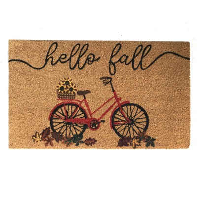 Farmhouse Living Hello Fall Bike Coir Doormat - 18" x 30" - Elrene Home Fashions