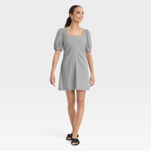 Women's Linen Short Sleeve Mini Sundress - A New Day™ - 1 of 3