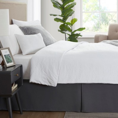 Gray Twin Polyester Split Corner Bedskirt