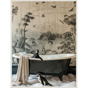 Amanti Art Penguins Dreamy Bath Time by Niky Rahner Framed Canvas Wall Art - 1 of 4