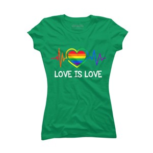 Adult Design By Humans Love is Love Pride Heartbeat By TeeGiver T-Shirt - 1 of 2