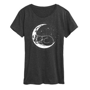 Women's - Instant Message - Cat Nap Moon Short Sleeve Graphic T-Shirt - 1 of 4