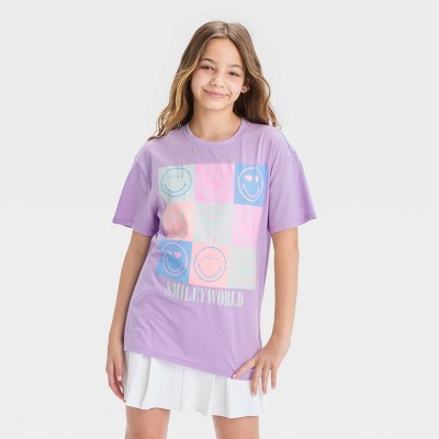 Girls' Oversized 'SmileyWorld' Graphic T-Shirt - art class™ Purple