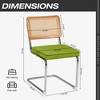 COWLOWN Green 2 Piece Mid - Century Modern Rattan Set - Metal Chrome Legs, Armless Cane Back, Upholstered Seats Perfect for Kitchen and Dining Room - 4 of 4