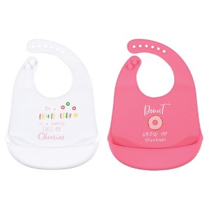 Hudson Baby Infant Girl Silicone Bibs 2pk, Fruitloop, One Size - 1 of 3