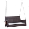 CAVINAS 2-Seat Wicker Hanging Swing Bench,Porch Swing with Chains and Cushions,550 lbs Weight Capacity,Patio Swing for Backyard Garden - 2 of 4