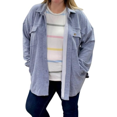 Women's Denim Fleece Shirket - White Birch