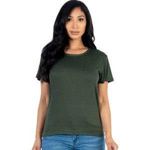 Slickblue Women's Basic Short Sleeve T-Shirt, Stretch Jersey Knit, Casual Everyday Fit, 10 Color Options, Size S-L - 1 of 4