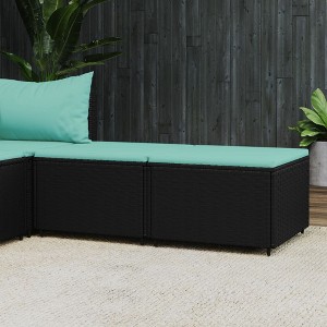 vidaXL Patio Footrests with Cushions 2 pcs Black Poly Rattan - 1 of 4